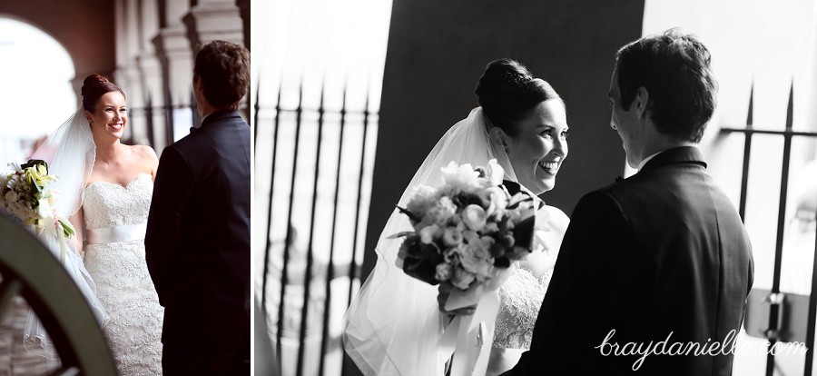 bride and groom first look