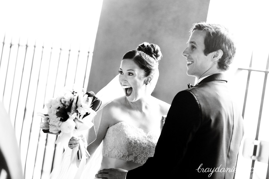 happy bride and groom first look