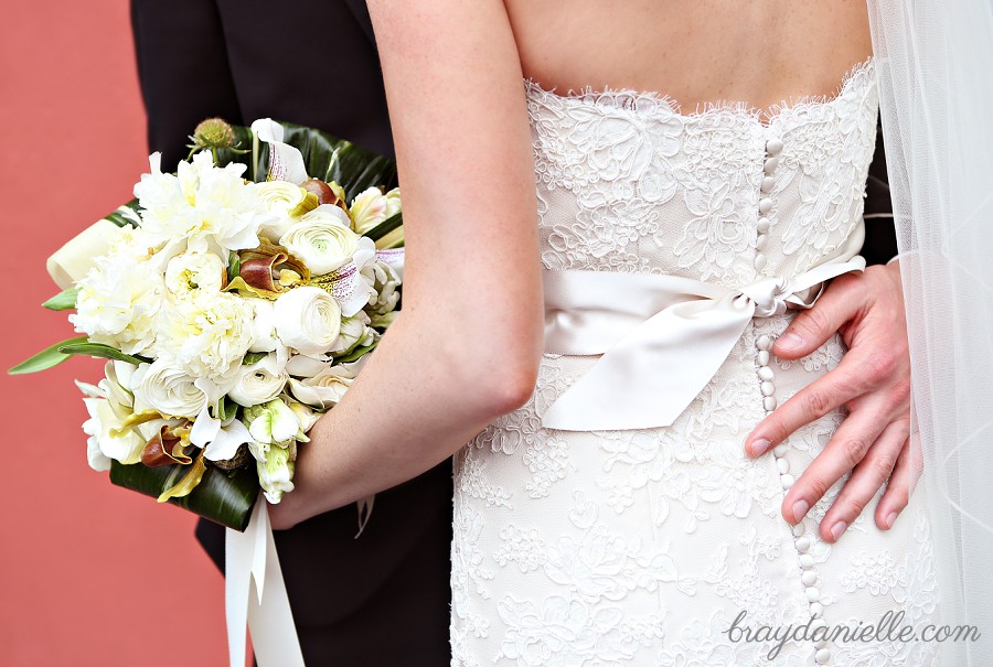 detail shot of bride and groom