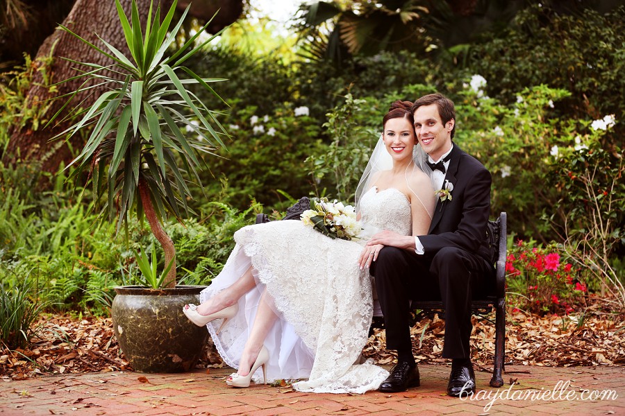 bride and groom outdoor portrait Audubon Tea Room, New Orleans, LA