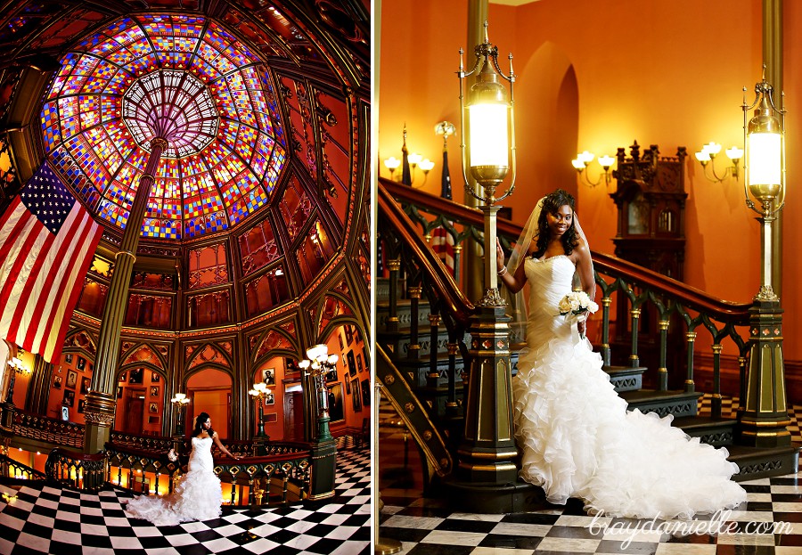 bride on staircase by Bray Danielle Photography