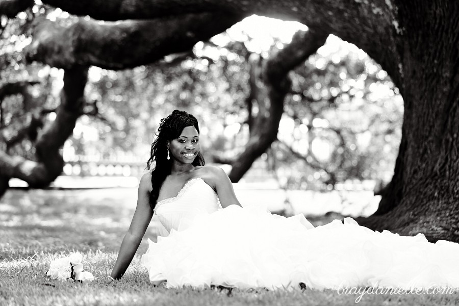 bride sitting under big tree by Bray Danielle Photography