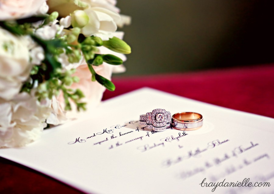 wedding rings on invitation