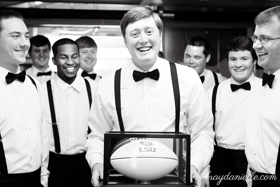 Groom with signed lsu football