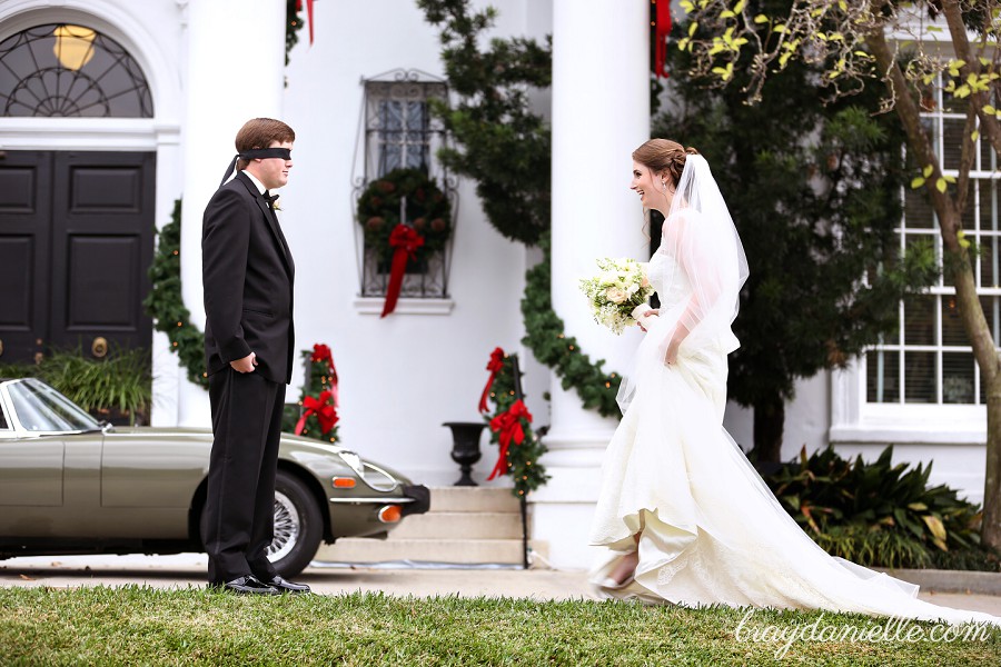 bride and groom first look