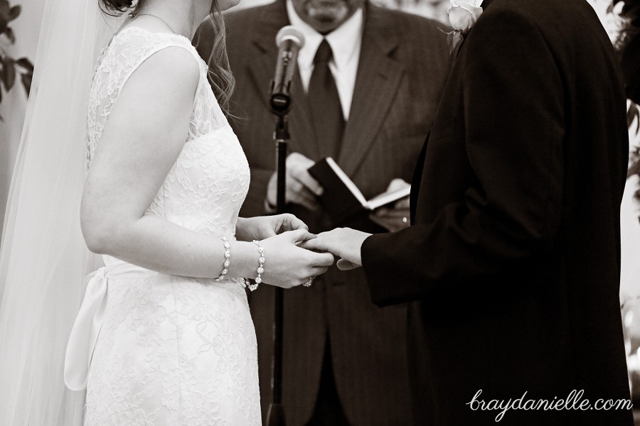 bride and groom exchanging rings