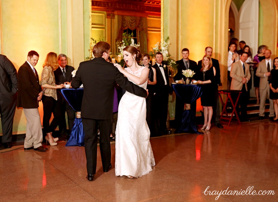 bride and groom dancing