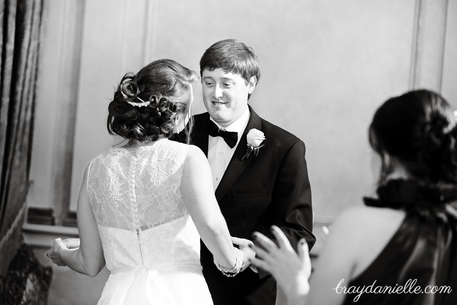 bride and groom dancing