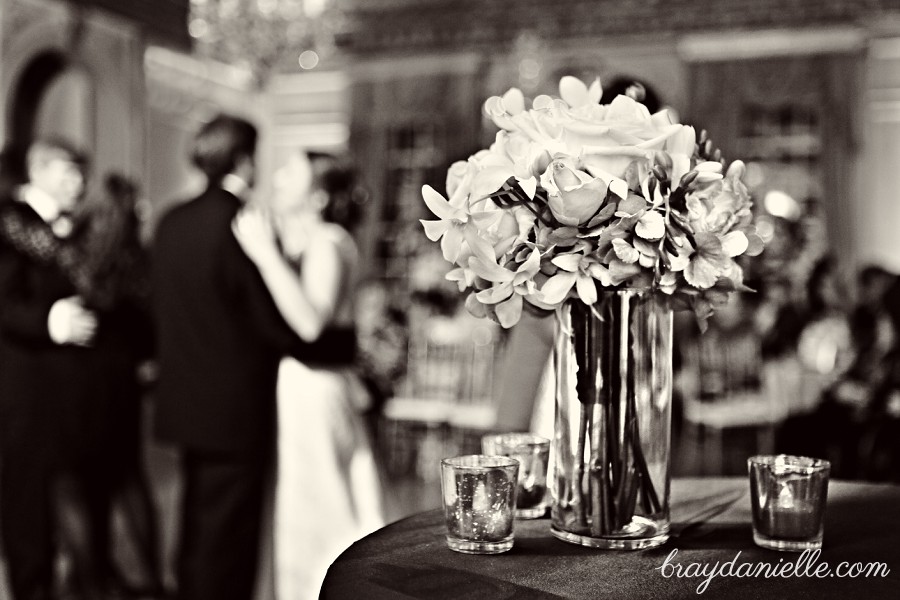 bride and groom dancing