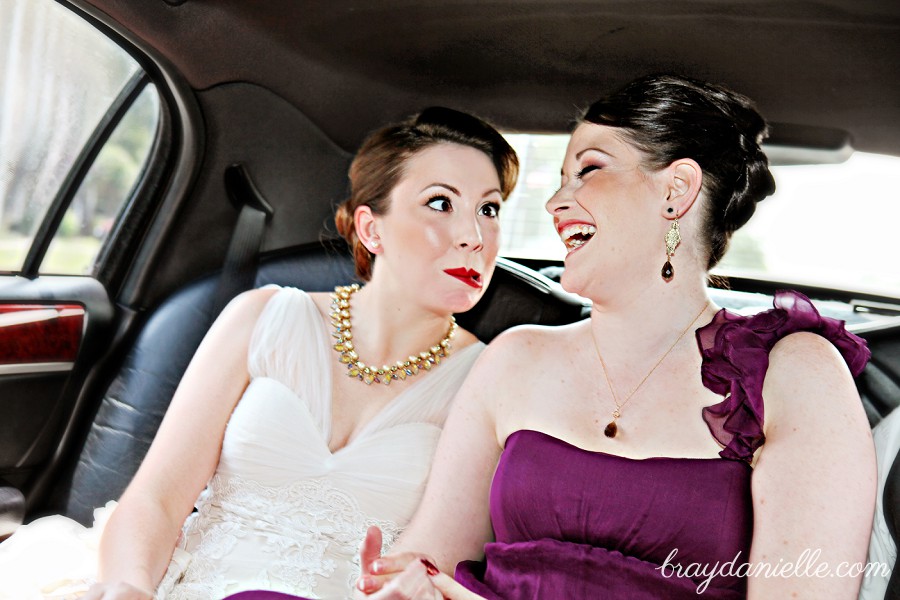 Bride and bridesmaid funny photo