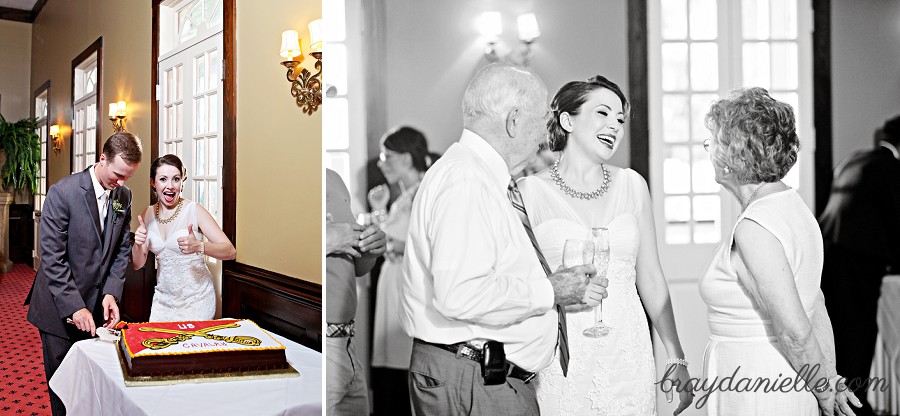 Cutting the grooms cake