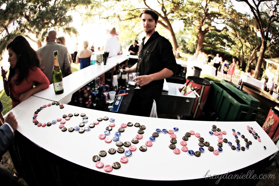 Bottle cap wedding decor