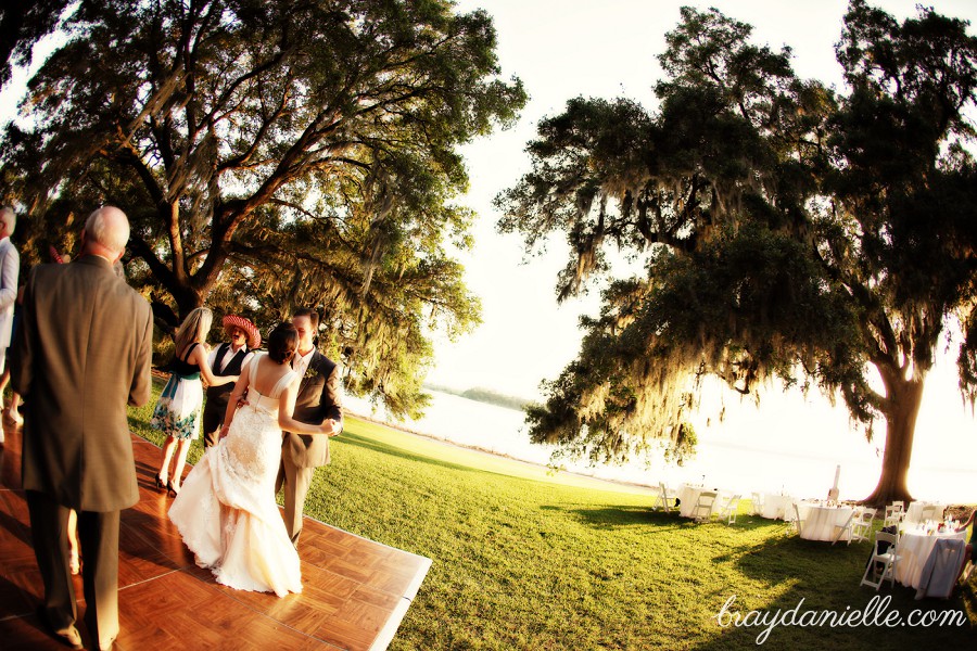 Sunset outdoor wedding reception