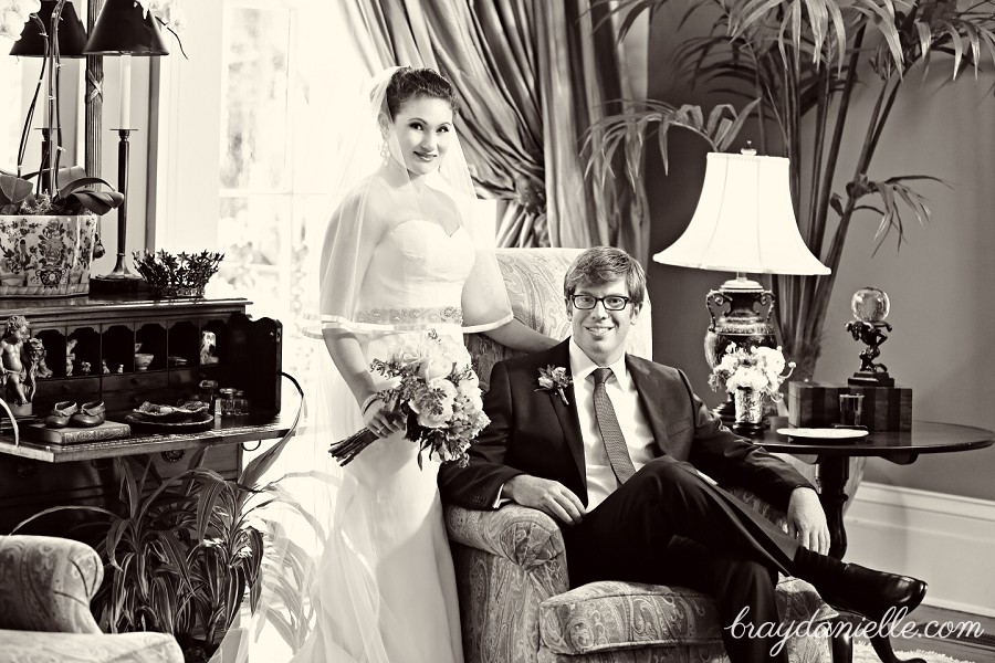 indoor bride and groom portrait