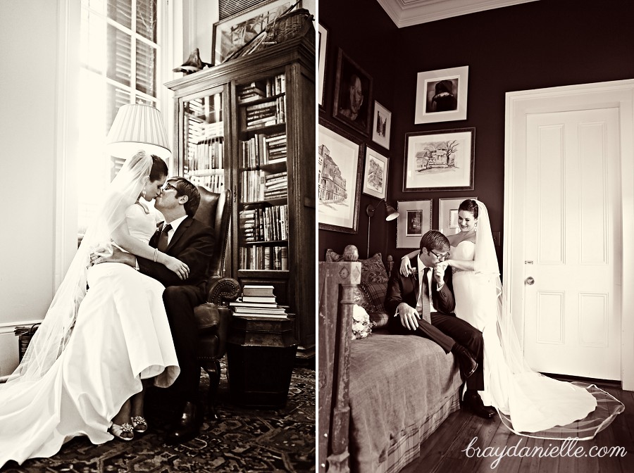 Beautiful indoor bride and groom portrait