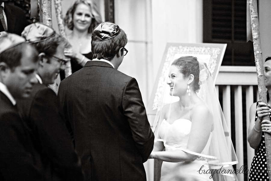 bride smiling under veil