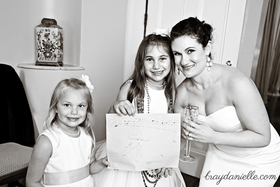 Bride with flower girls