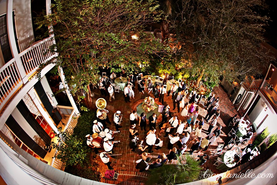 Courtyard wedding reception