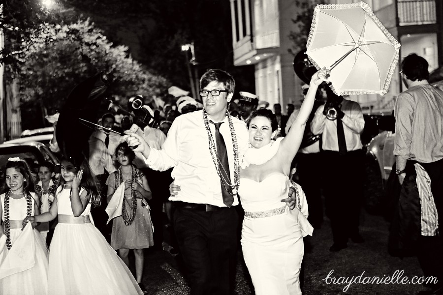 bride and groom during second line