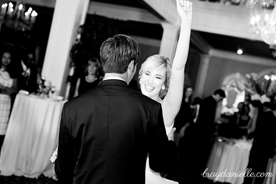 bride and groom dancing