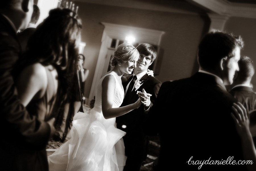 bride and groom dancing