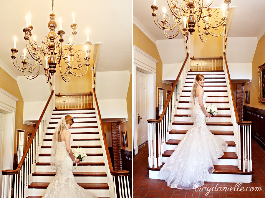 bride on staircase looking down by Bray Danielle Photography 