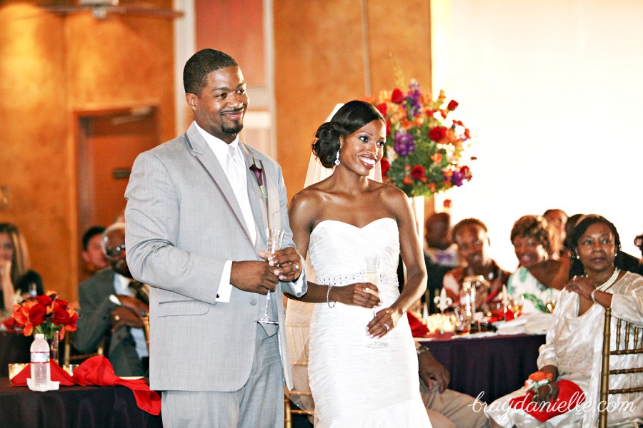 bride and groom at reception