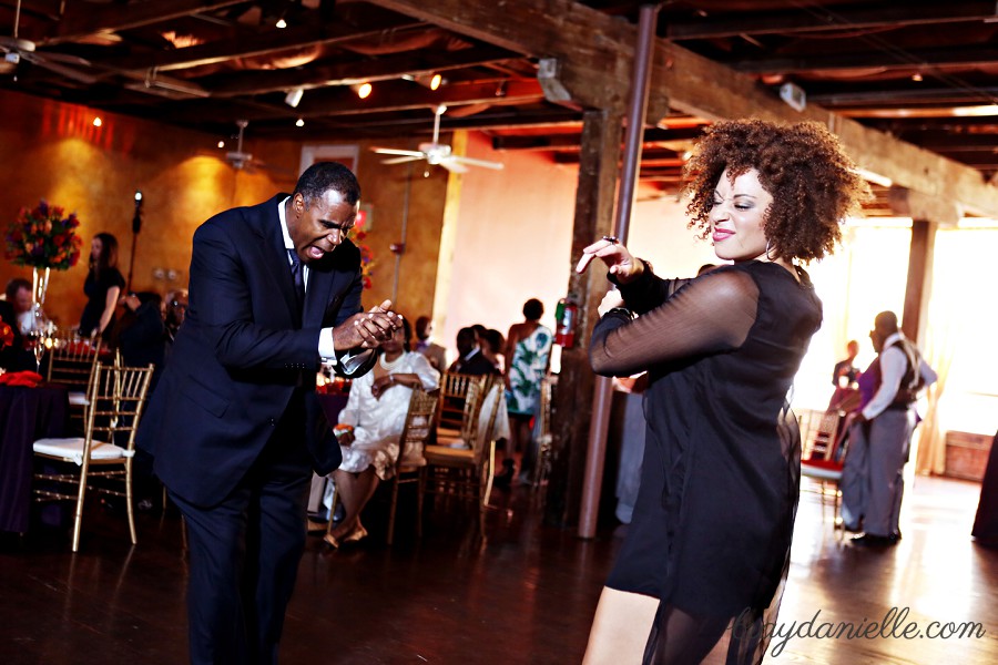 Wedding guests dancing