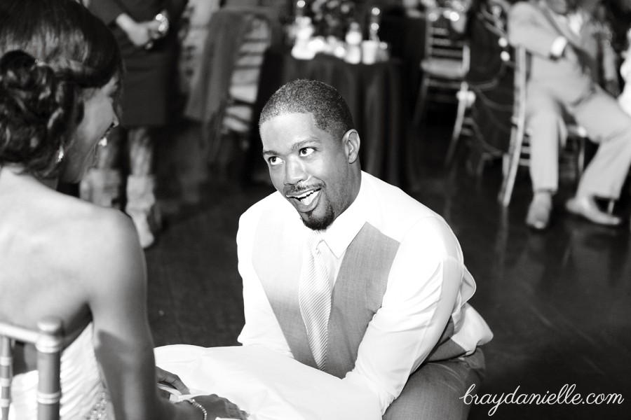 Groom getting the garter