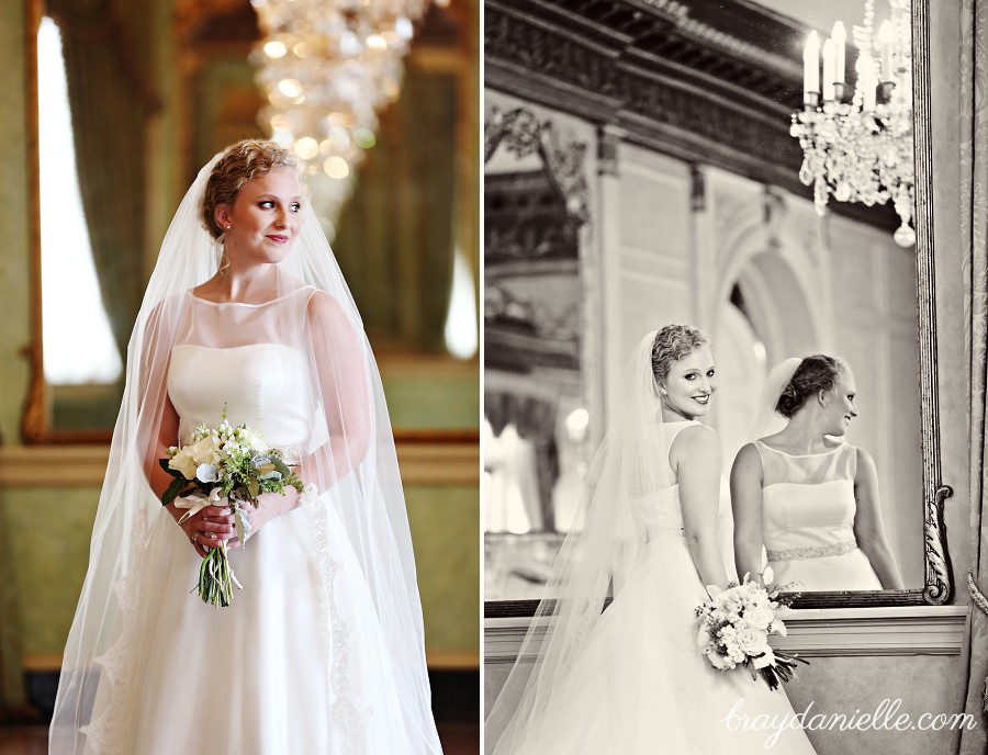 Bridal standing by mirror by Bray Danielle Photography