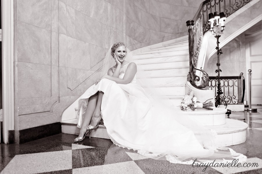 Bridal sitting on staircase by Bray Danielle Photography
