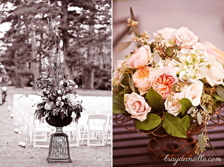 Soft blush pink flower centerpieces