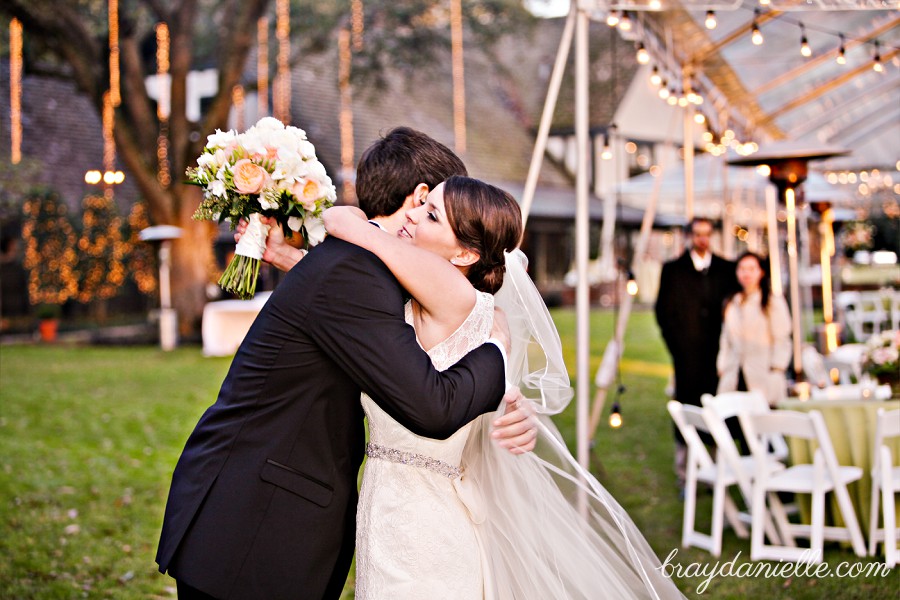 Bride and groom first hug