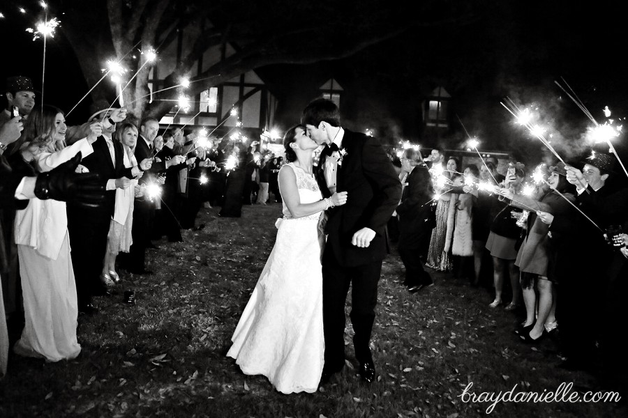 bride and groom sparkler exit