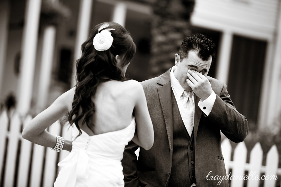 Groom crying