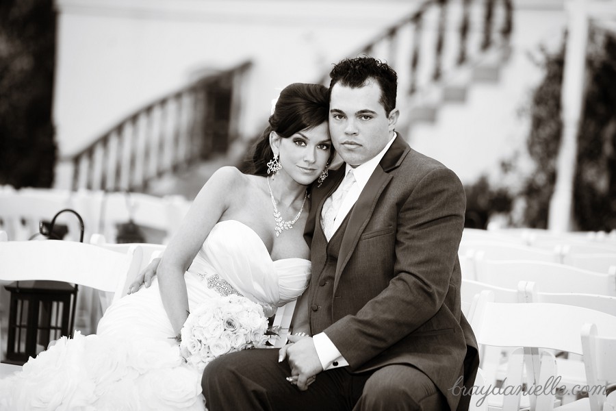 black and white bride and groom portrait