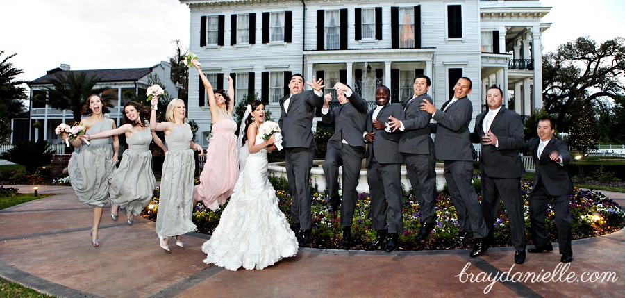 wedding party jumping