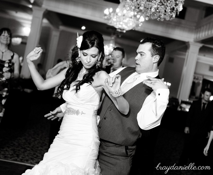 bride and groom dancing