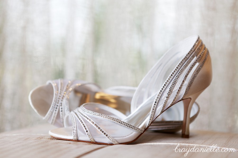 Bridal shoes with rhinestones, wedding by Bray Danielle Photography