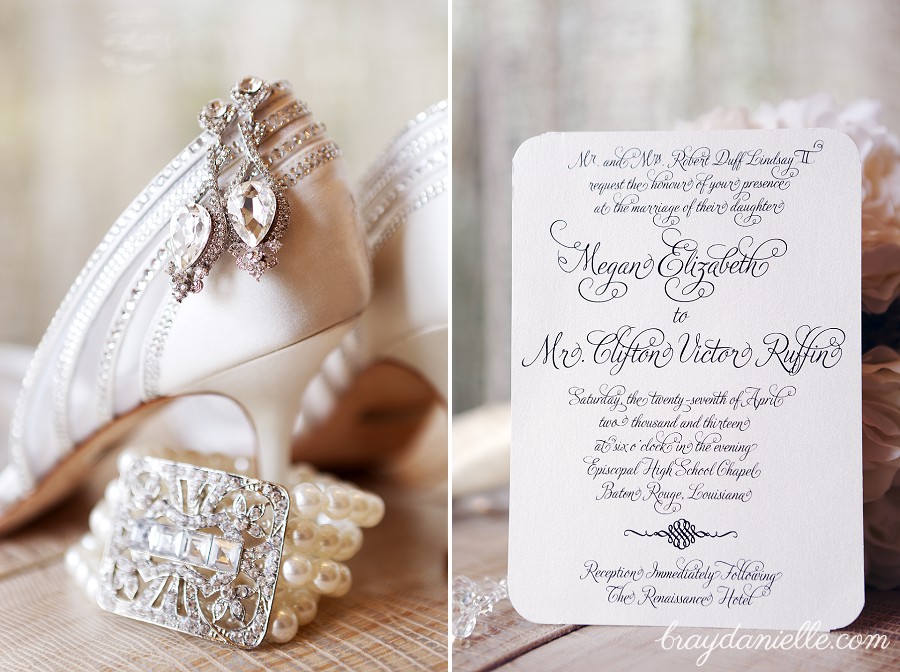 Bride's jewelry + Wedding invitation, wedding by Bray Danielle Photography