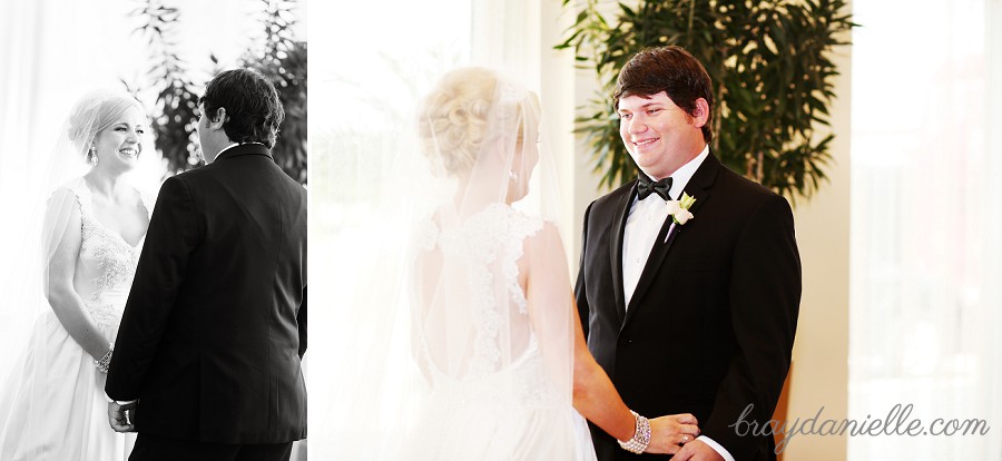 First look for Bride and Groom, wedding by Bray Danielle Photography at the Renaissance Hotel