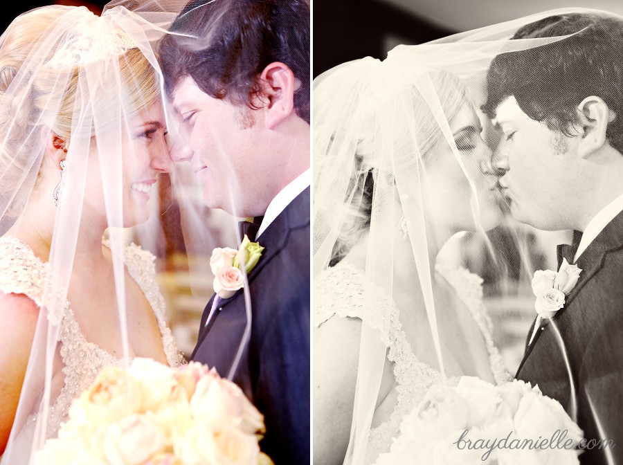 Bride and Groom under veil